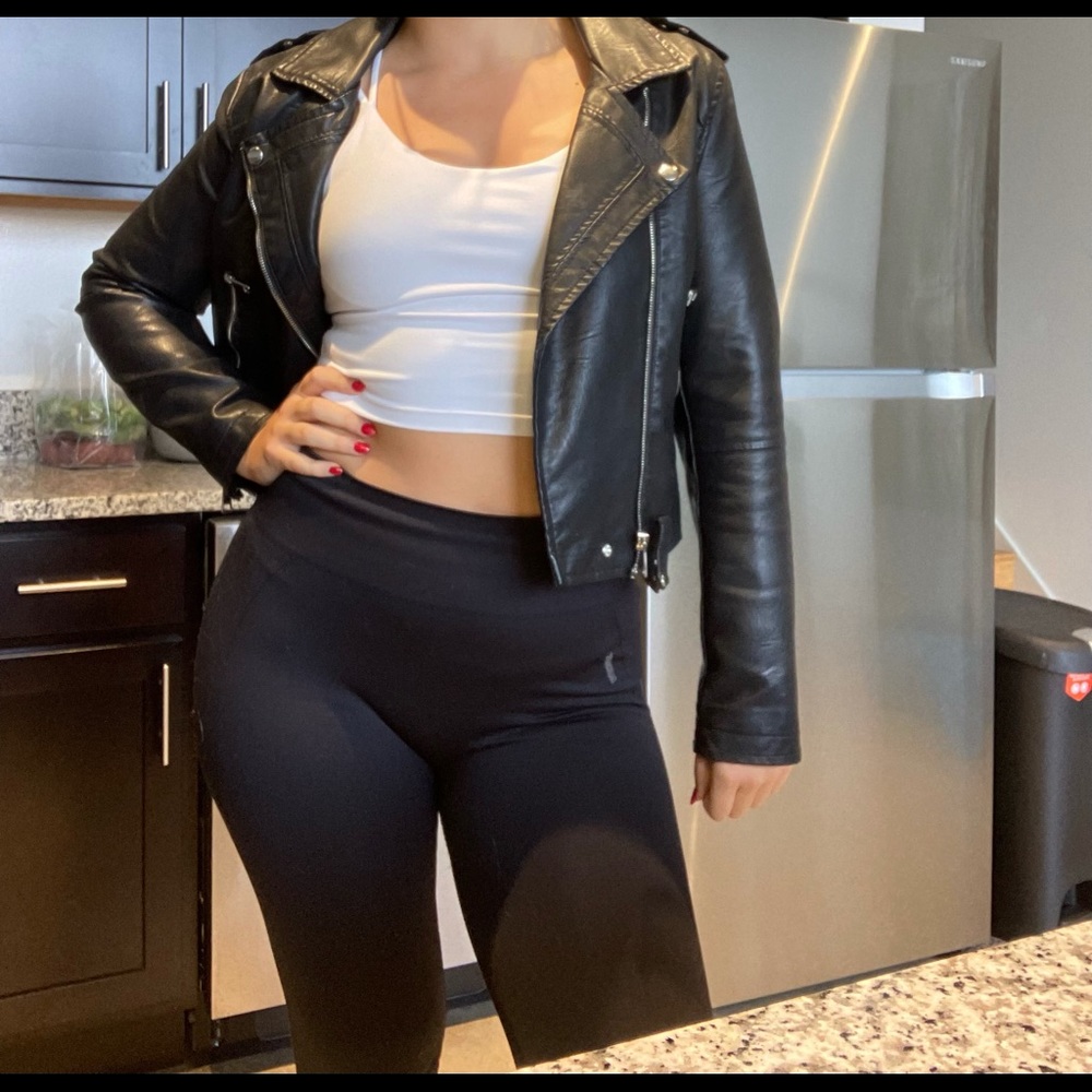 Faux black leather jacket